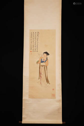 A Chinese Figure Painting, Zhang Daqian Mark