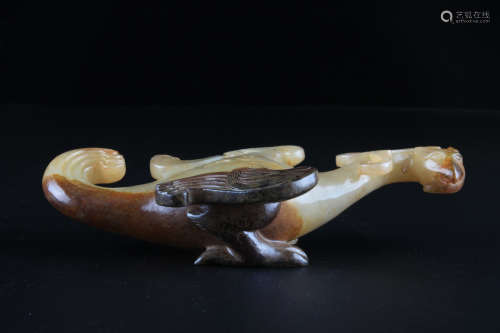 A Chinese Hetian Jade Carved Bird Ornament