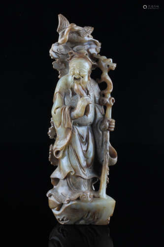 A Chinese Hetian Jade Carved Figure Ornament