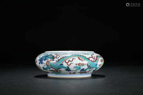 A Chinese Blue and White Dragon Pattern Porcelain Washer