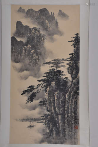 A Chinese Ink Painting Scroll, Guo Chuanzhang Mark