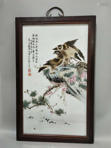 A Chinese Eagle Painted Porcelain Plate Painting