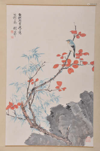 A Chinese Painting Scroll, Xie Zhiliu Mark
