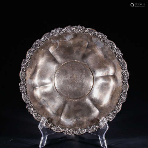 A Chinese Silver Gilded Cupronickel Plate