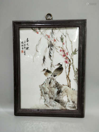 A Chinese Flower&Bird Pattern Porcelain Plate Painting