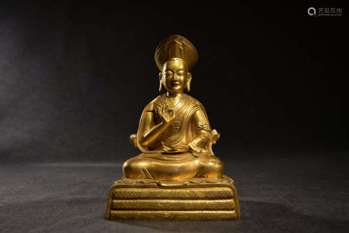 A Chinese Gild Copper Statue of Zhangjia Buddha
