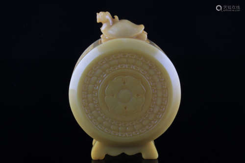 A Chinese Hetian Jade Drum Shaped Incense Burner