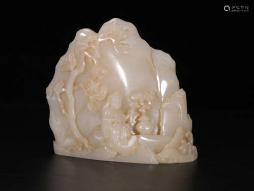 A Chinese Hetian Jade Carved Rockery Ornament