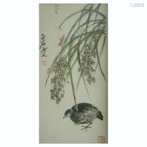 A Chinese Flower&bird Painting, Qi Baishi Mark