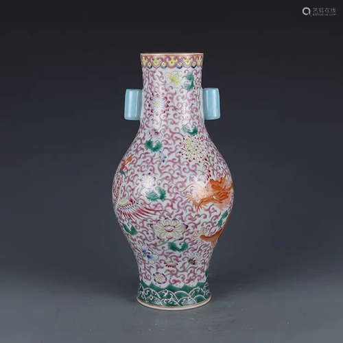 A Chinese Floral Dragon&phoenix Pattern Porcelain Vase