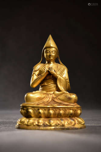 A Chinese Gild Copper Statue of Tsongkhapa