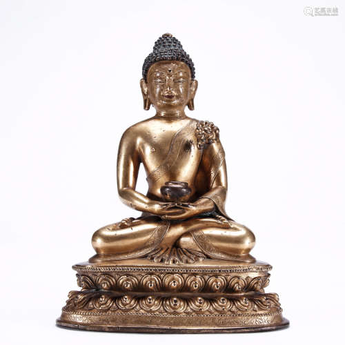 A Chinese Gild Copper Statue of Medicine Buddha