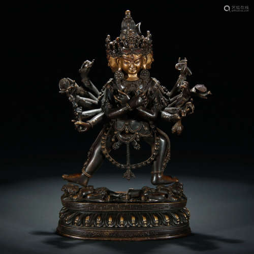 A Chinese Gild Copper Statue of Chakrasamvara