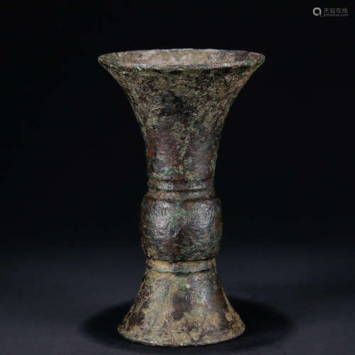 A Chinese Taotie Pattern Copper Flower Vase