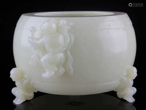 A Chinese White Jade Incense Burner