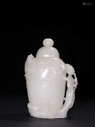 A Chinese Hetian Jade Carved Vase