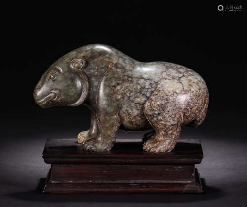 A Chinese Jade Carved Bear Ornament