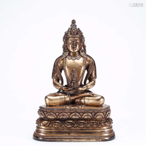 A Chinese Gild Copper Statue of Amitayus Buddha
