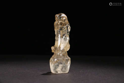 A Chinese Crystal Carved Bodhidharma Statue