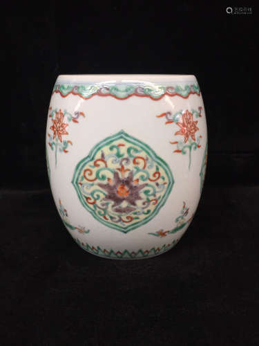 A Chinese Doucai Floral Porcelain Brush Washer