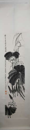 A Chinese Lotus Painting, Wu Changshuo Mark