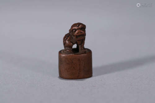 A Chinese Copper Lion Handle Seal