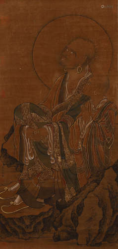 A Chinese Arhat Painting, Guan Xiu Mark