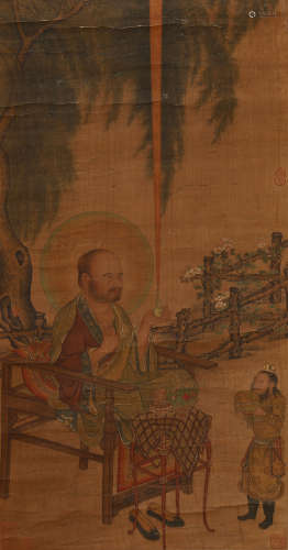 A Chinese Arhat Painting, Liu Songnian Mark
