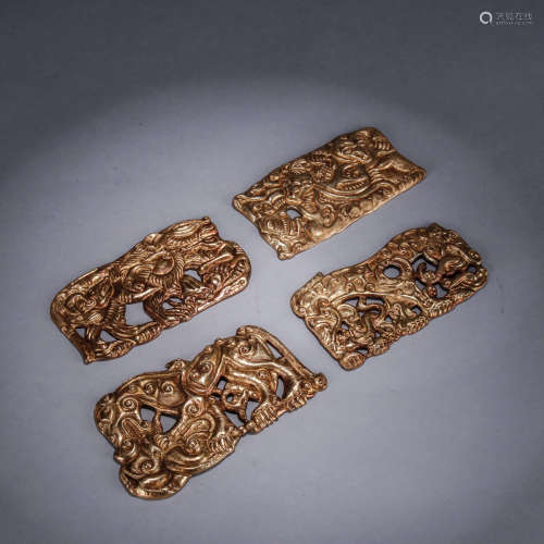 A Set of Chinese Gild Copper Belt Décoration