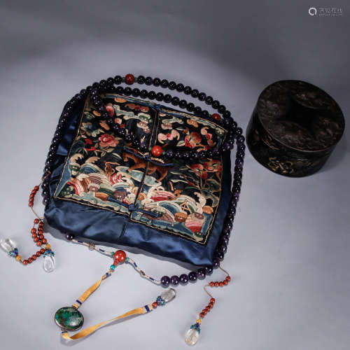 A Set of Chinese Robe and Purple Crystal Beads String