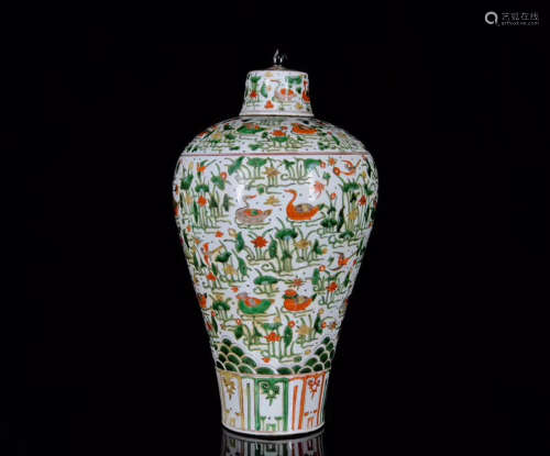 A Chinese Multi Colored Floral Porcelain Vase