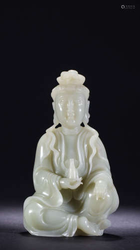 A Chinese Jade Guanyin Statue