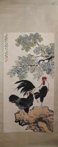 A Chinese Cock Painting, Xu Beihong Mark