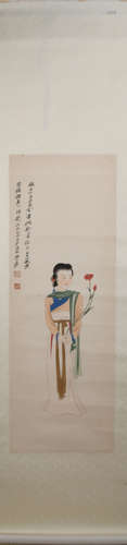 A Chinese Figure Painting,Zhang Daqian Mark