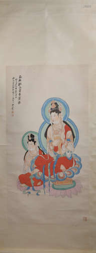 A Chinese Guanyin Painting, hang Daqian ZMark