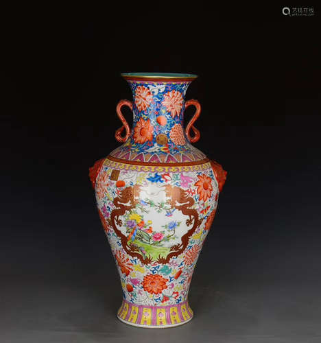 A Chinese Enamel Floral Porcelain Zun