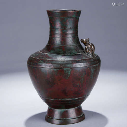 A Chinese Gold and Silver Inlaying Copper Vase