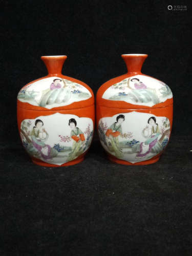 A Chinese Figure Painted Porcelain Jar with Cover