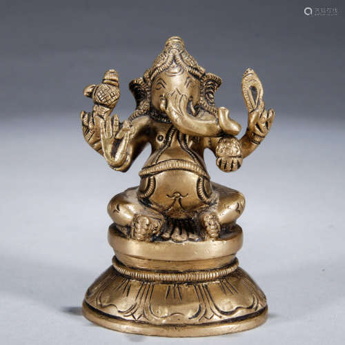 A Chinese Gild Copper Statue of Fortune God