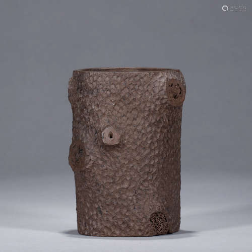 A Chinese Purple Sand Brush Pot