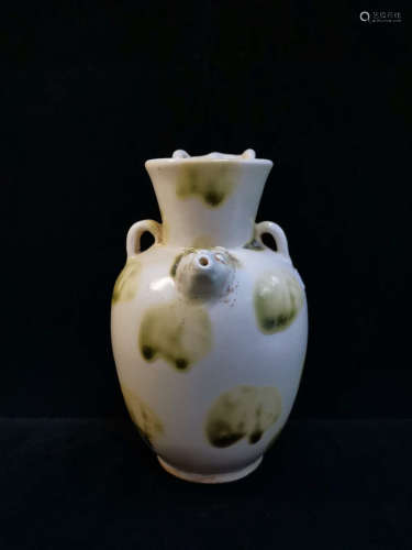 A Chinese Blue and White Underglazed Red Floral Porcelain Water Pot