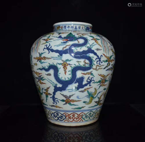 A Chinese Doucai Dragon&phoenix Pattern Porcelain Jar