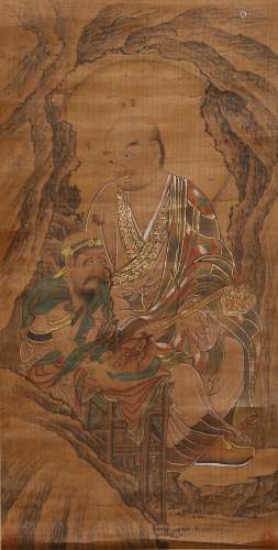 A Chinese Arhat Painting, Zhang Shengtong Mark