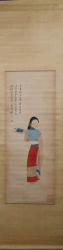 A Chinese Figure Painting, Zhang Daqian Mark