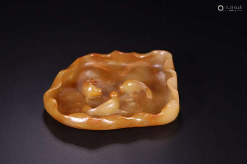 A Chinese Carved Hetian Jade Brush Tian