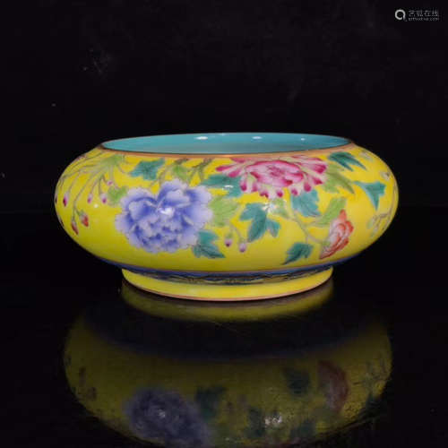 A Chinese Enamel Floral Porcelain Brush Washer