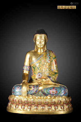 A Chinese Copper Cloisonne Statue of Sakyamuni