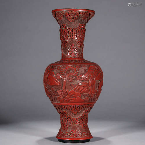 A Chinese Carved Red Lacquerware Vase