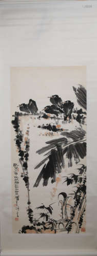 A Chinese Flower and Bird Painting, Pan Tianshou Mark