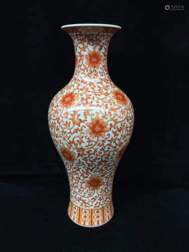 A Chinese Iron Red Floral Porcelain Vase